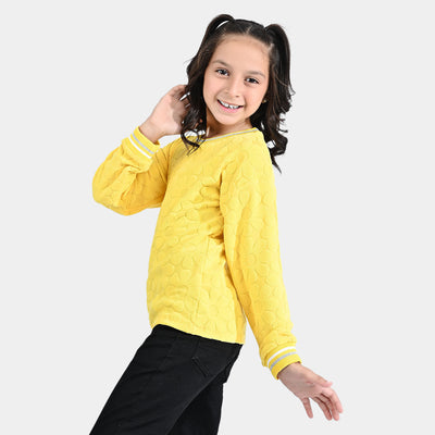 Girls Jacquard Sweatshirt Yellow Flower