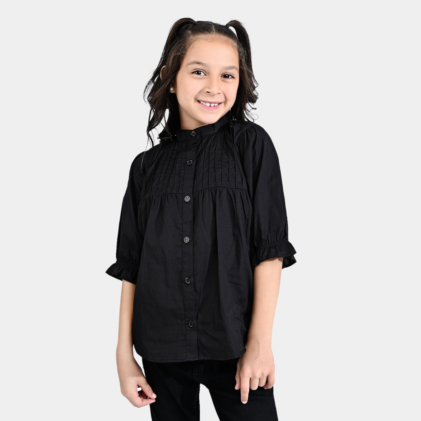 Girls Cotton Casual Top-BLACK