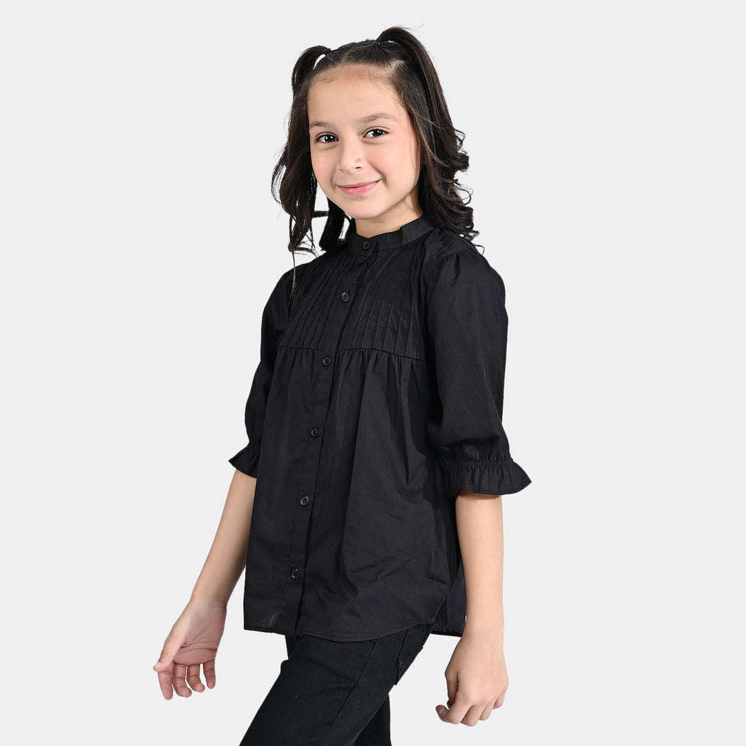 Girls Cotton Casual Top-BLACK