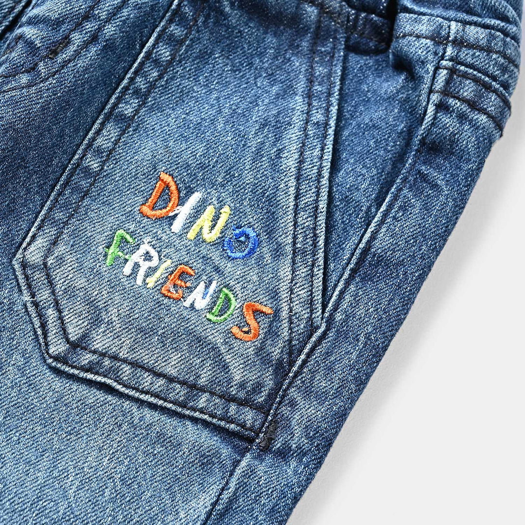 Infant Boys Denim Stretch Denim Pant Dino Friends-LIGHT BLUE