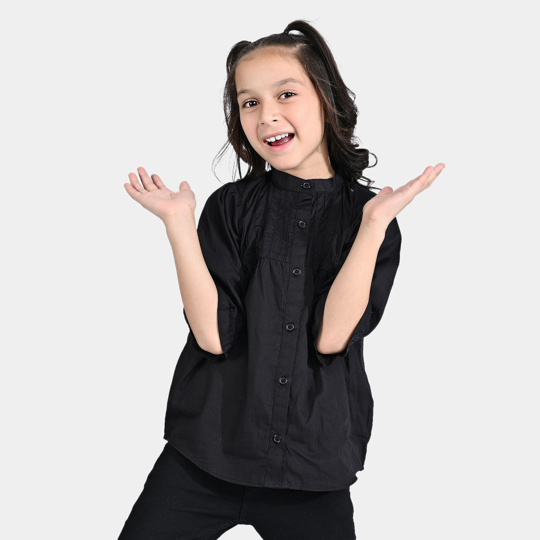 Girls Cotton Casual Top-BLACK