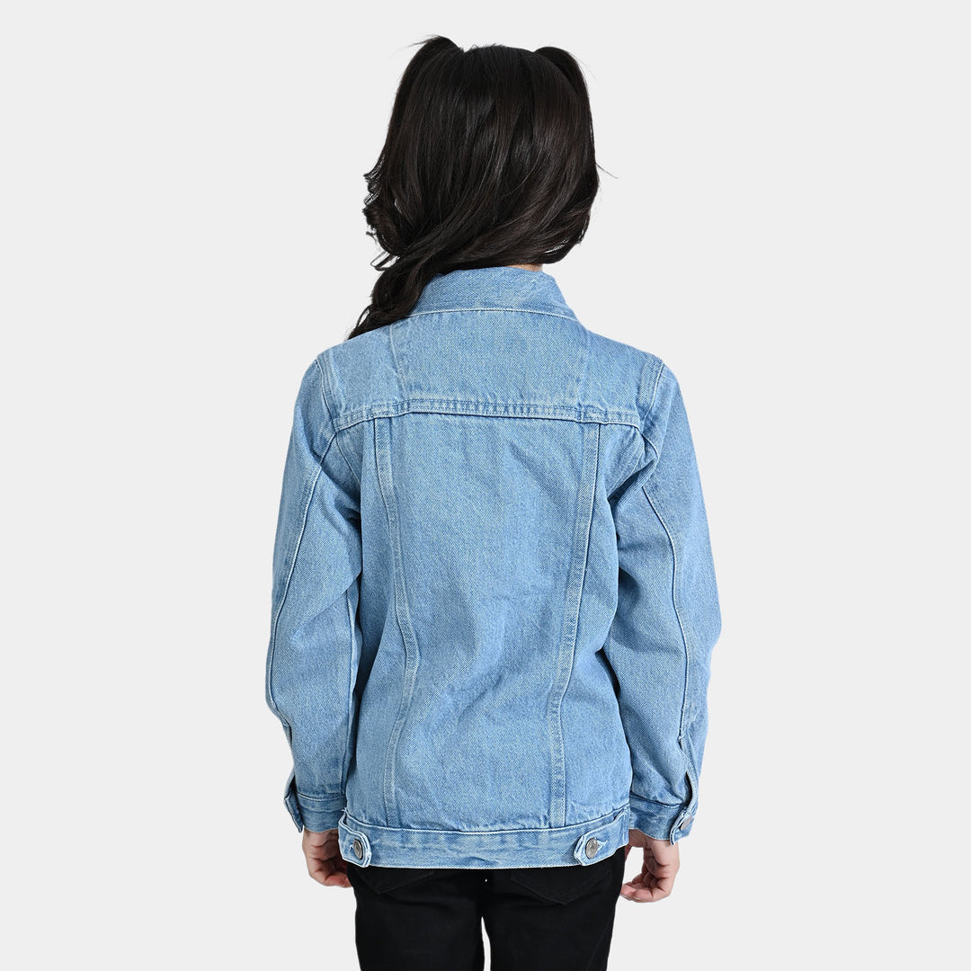 Girls Denim rigid Woven Jacket Basic-Ice Blue