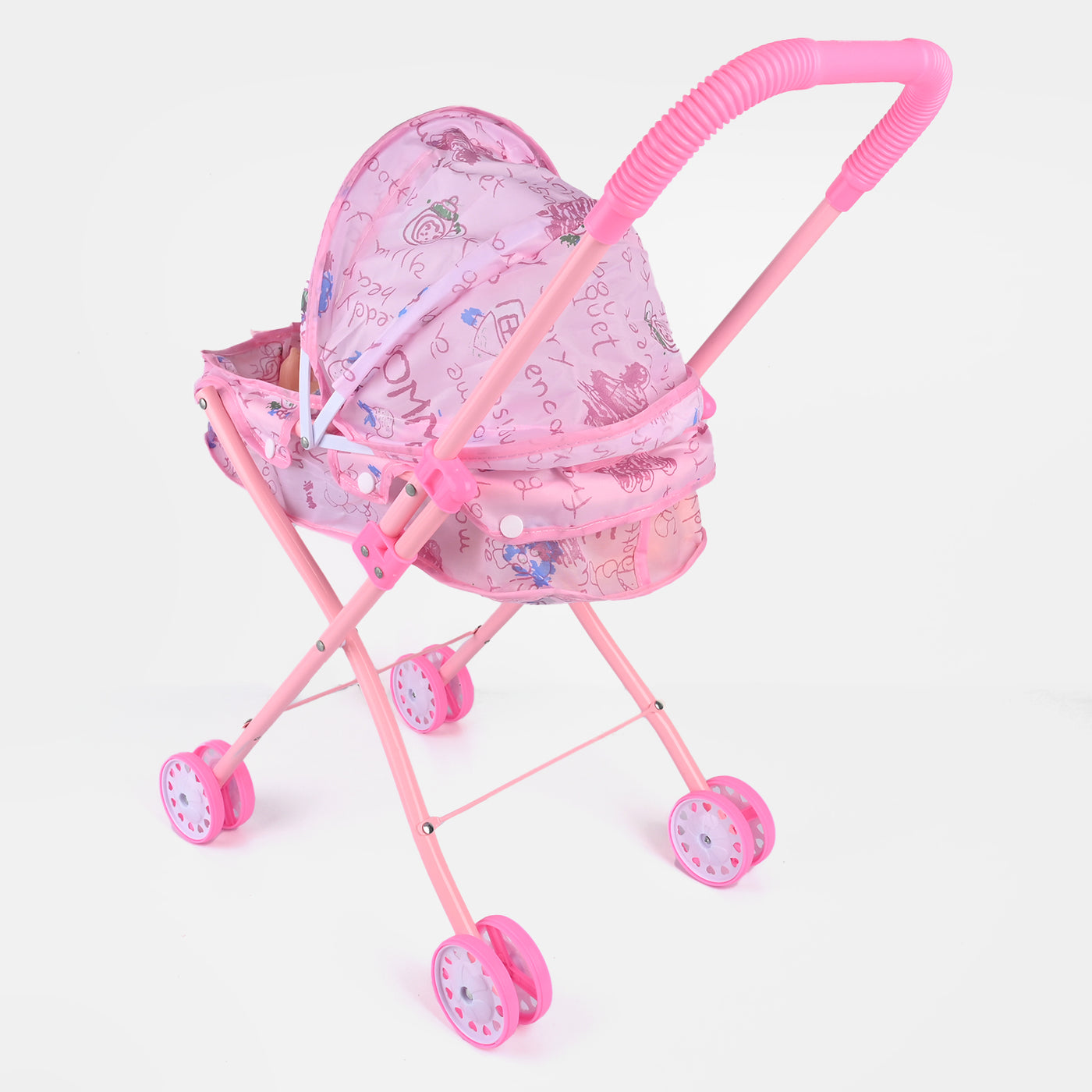 Doll With Metal Stroller - Pink