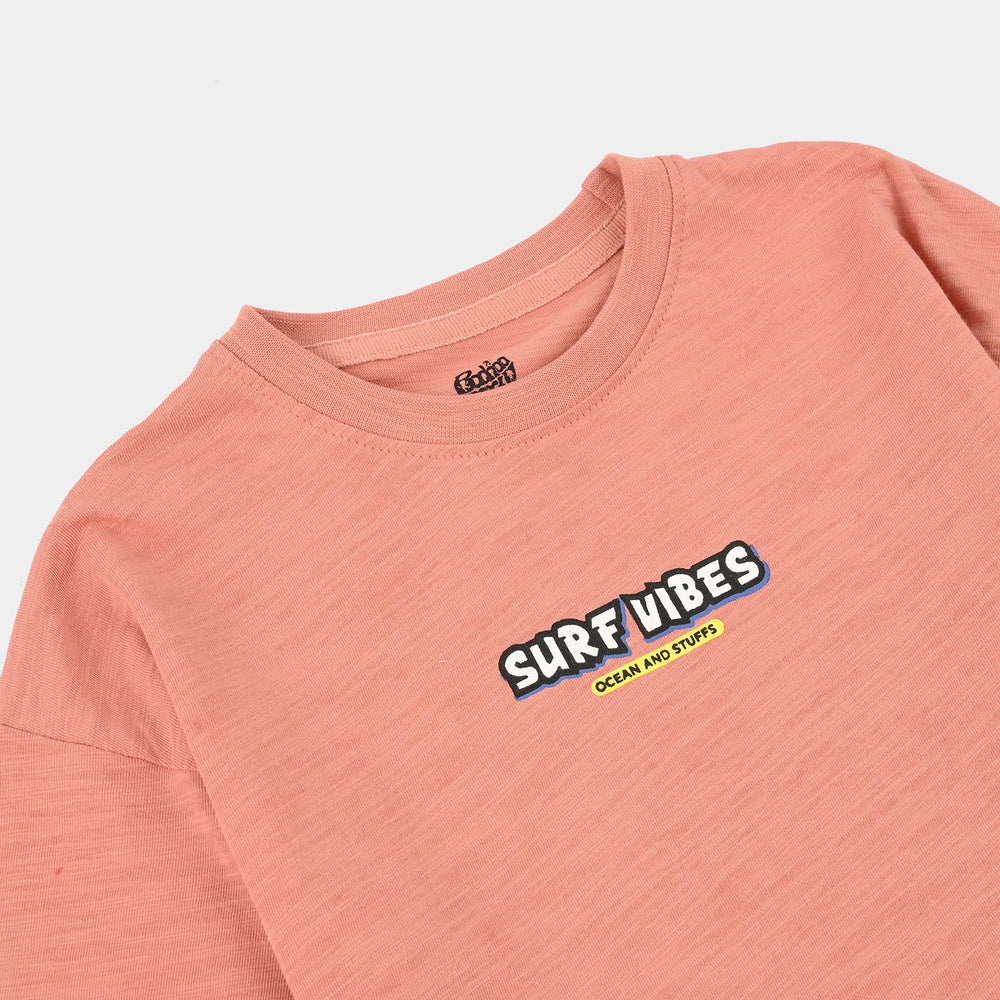 Boys Slub Jersey T-Shirt (Surf Vibe) - Terra Cotta
