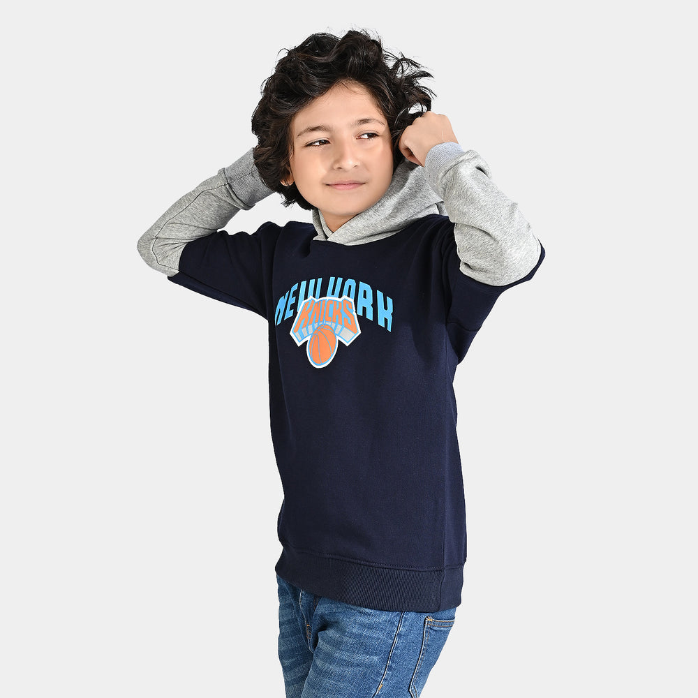 Boys Cotton Terry Sweatshirt-Navy Blue