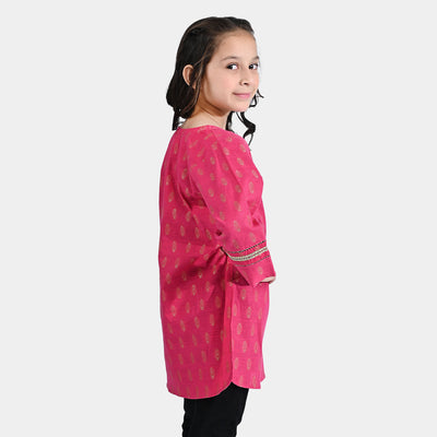 Girls Jacquard Kurti-Magenta