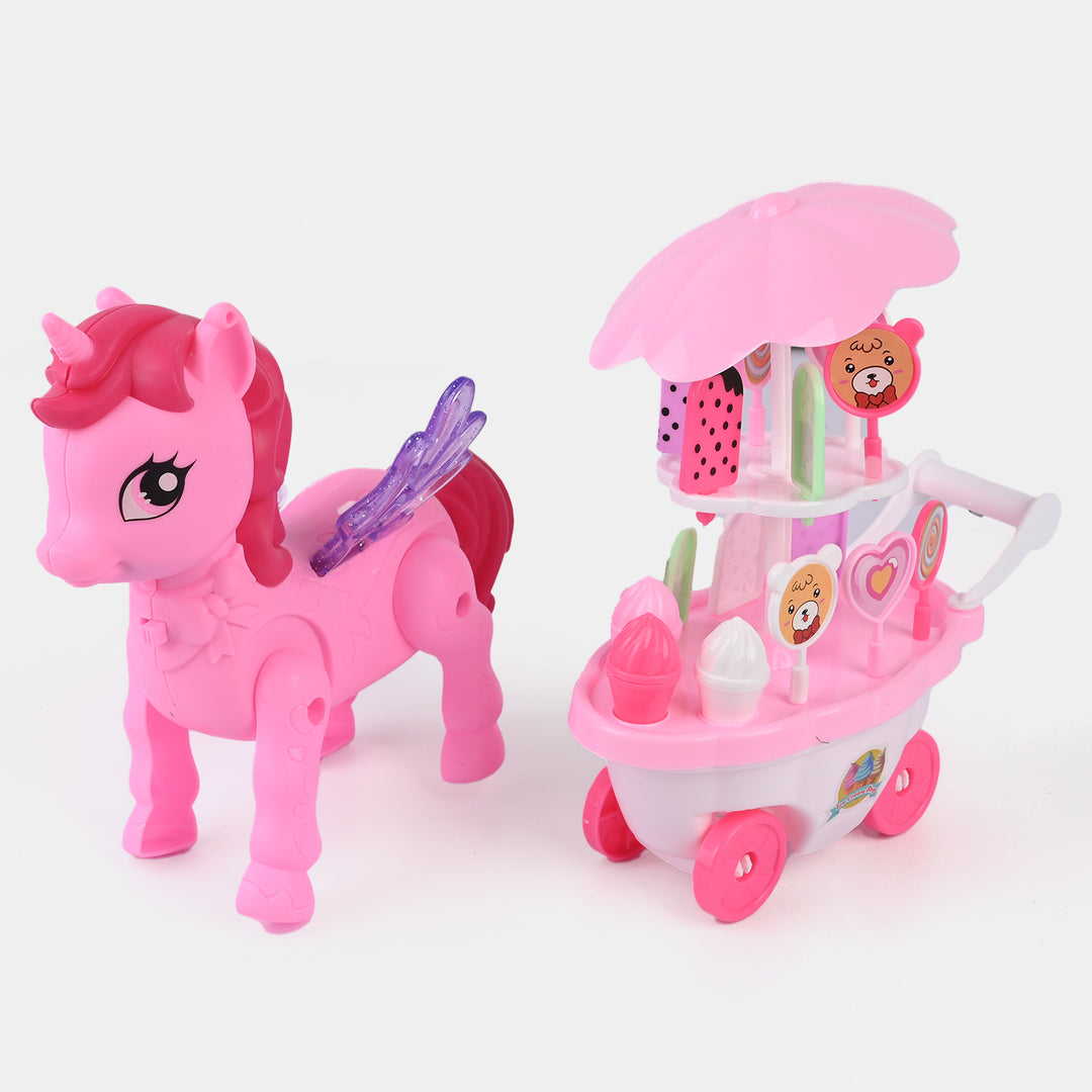 Funny Pony Ice Cream Car Light & Sound Play Toy Set