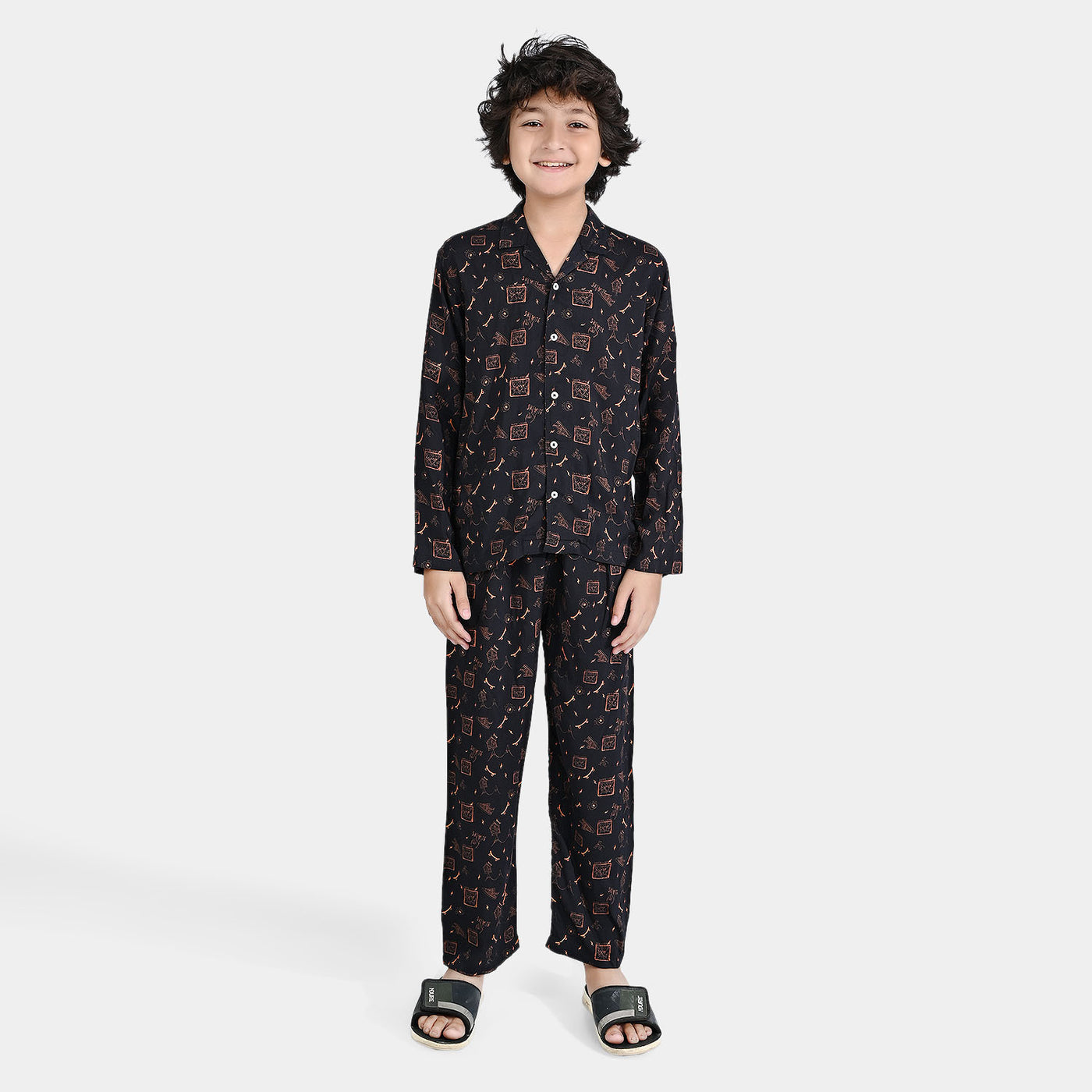 Boys Viscose Nightwear Suit Skate-BLACK