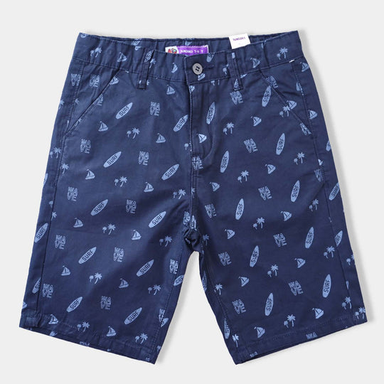 Boys Cotton Twill Short Waves-Navy Blue