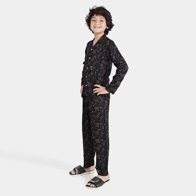 Boys Viscose Nightwear Suit Skate-BLACK