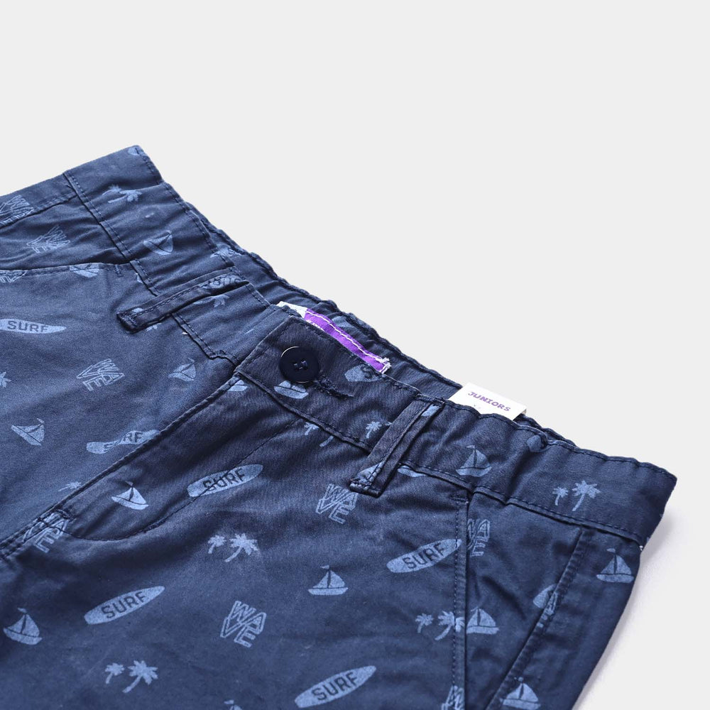 Boys Cotton Twill Short Waves-Navy Blue