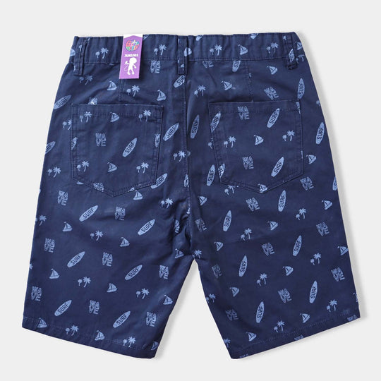 Boys Cotton Twill Short Waves-Navy Blue