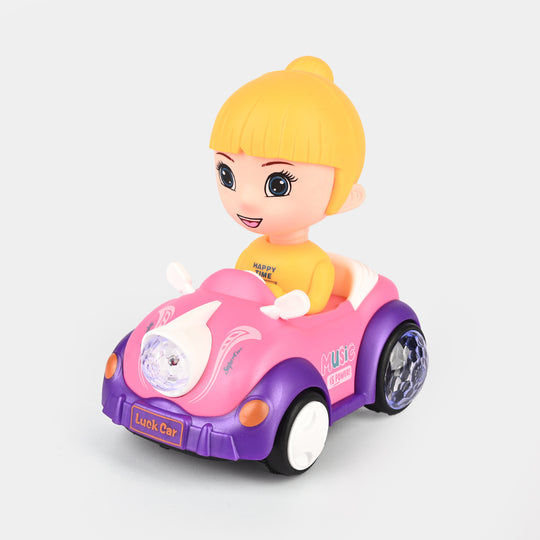 Interactive Battery-Operated Toy Car with Doll