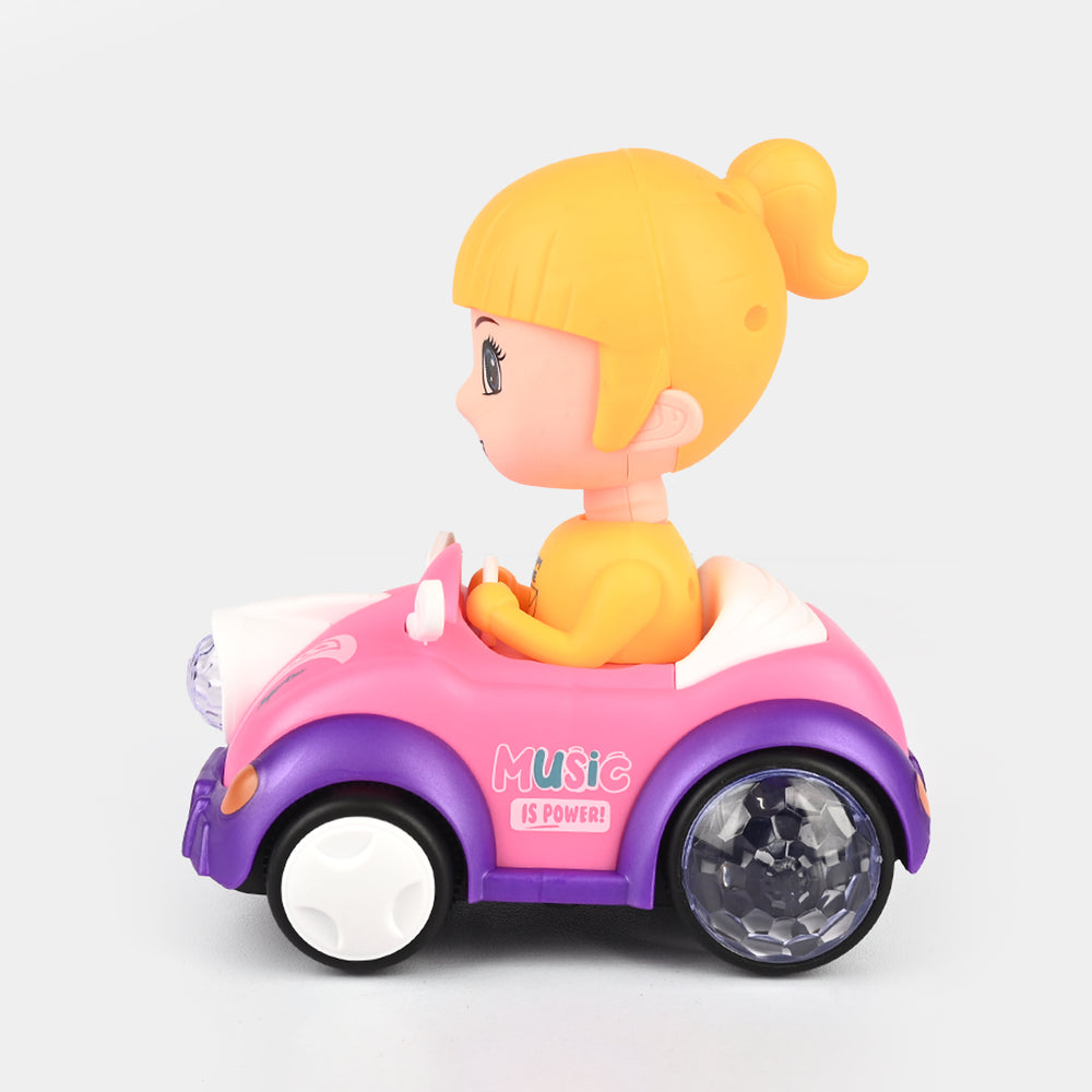 Interactive Battery-Operated Toy Car with Doll