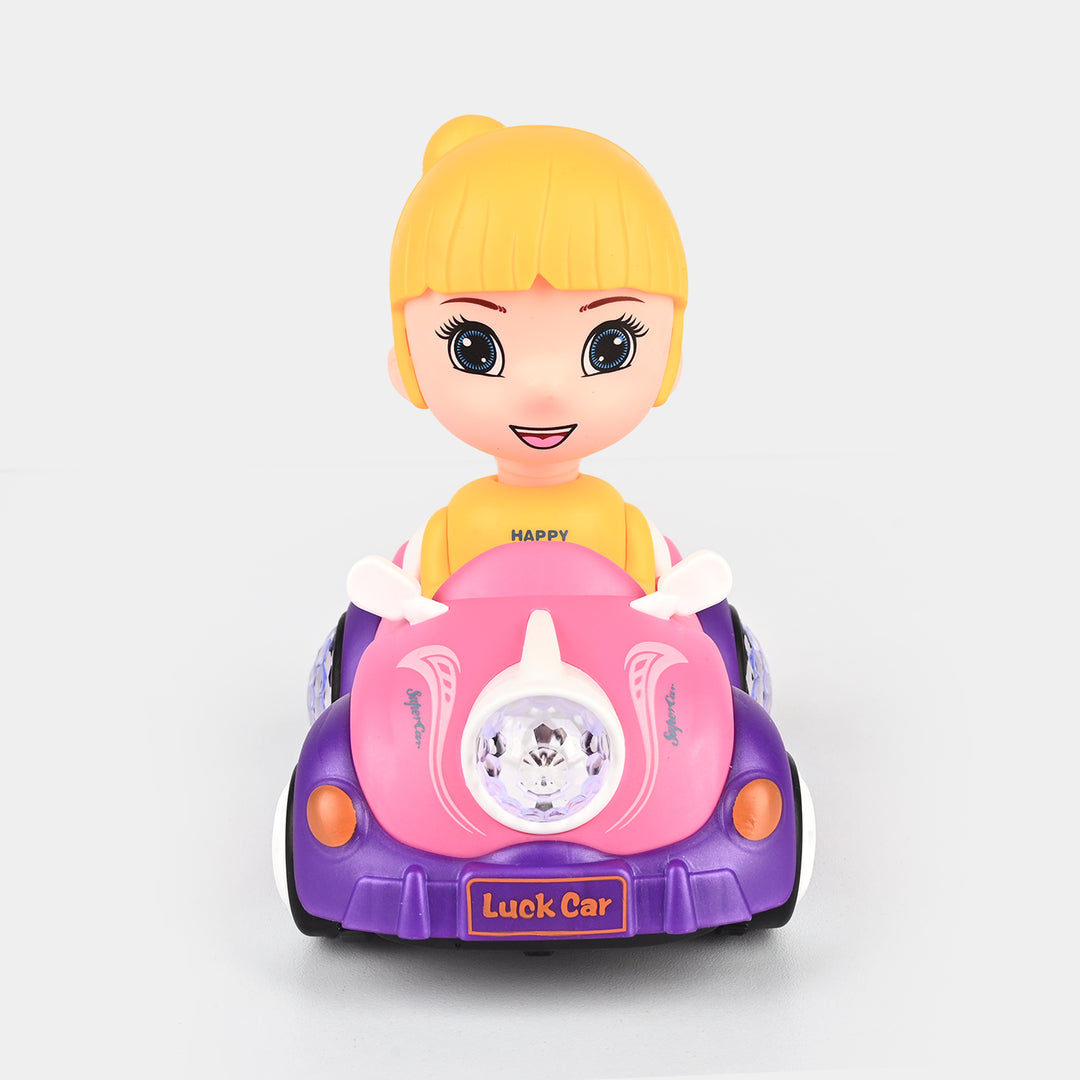 Interactive Battery-Operated Toy Car with Doll