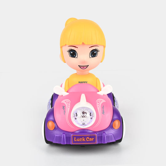 Interactive Battery-Operated Toy Car with Doll