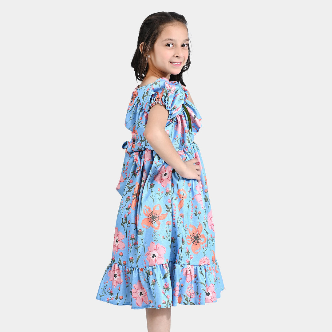 Girls Moonlight Fancy Frock Floral-LIGHT BLUE