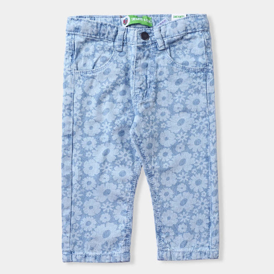 Infant Girls Denim Stretch Pant Flower-LIGHT BLUE