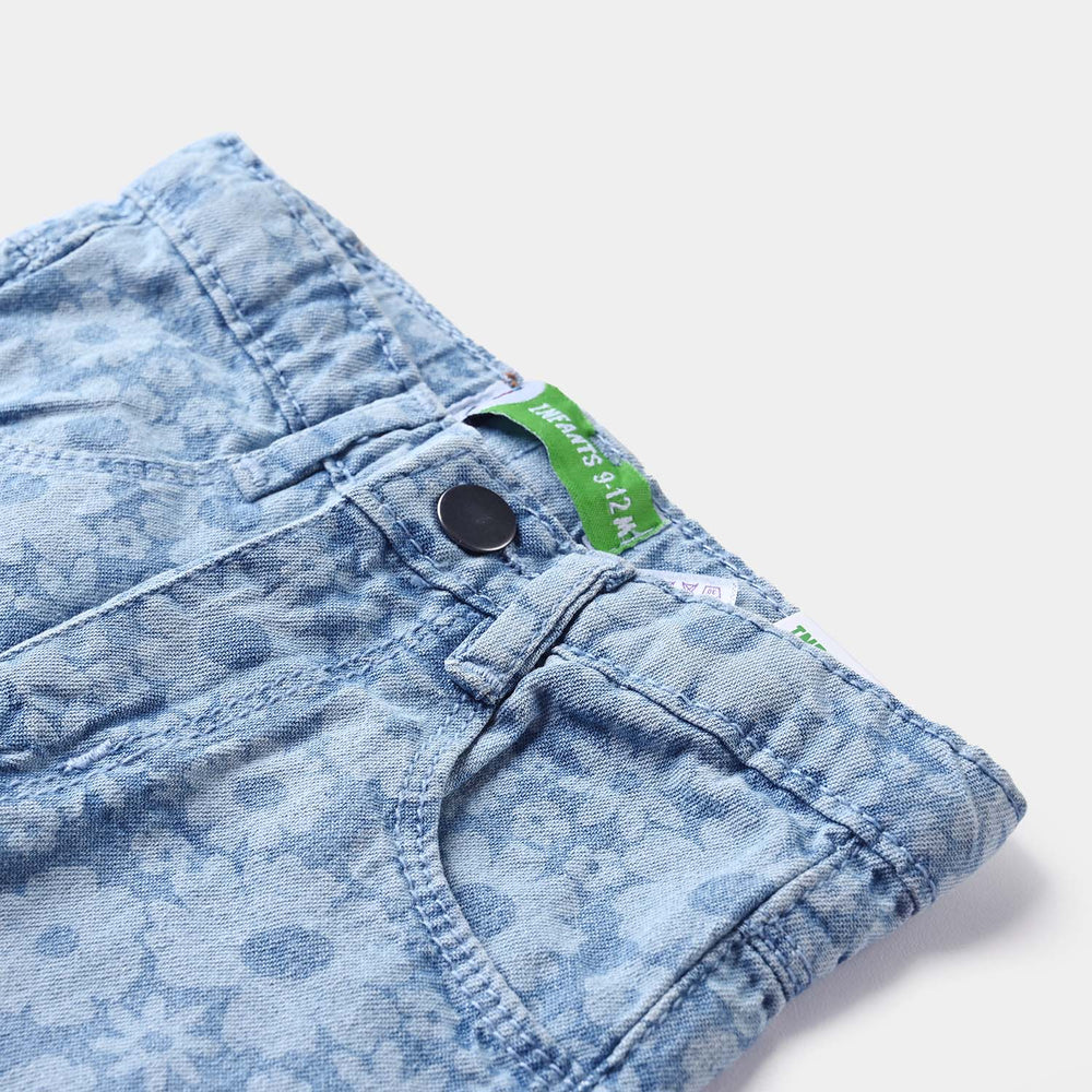 Infant Girls Denim Stretch Pant Flower-LIGHT BLUE