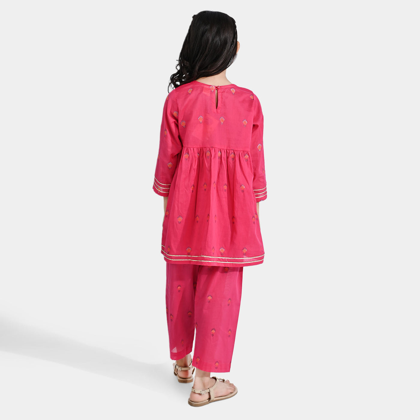 Girls Jacquard 2 PCs Suit Noor-Pink