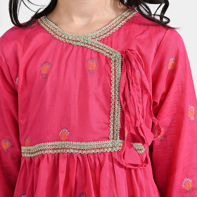 Girls Jacquard 2 PCs Suit Noor-Pink