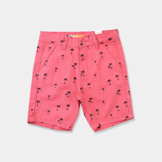 Boys Cotton Twill Short Palm Tree-Pink