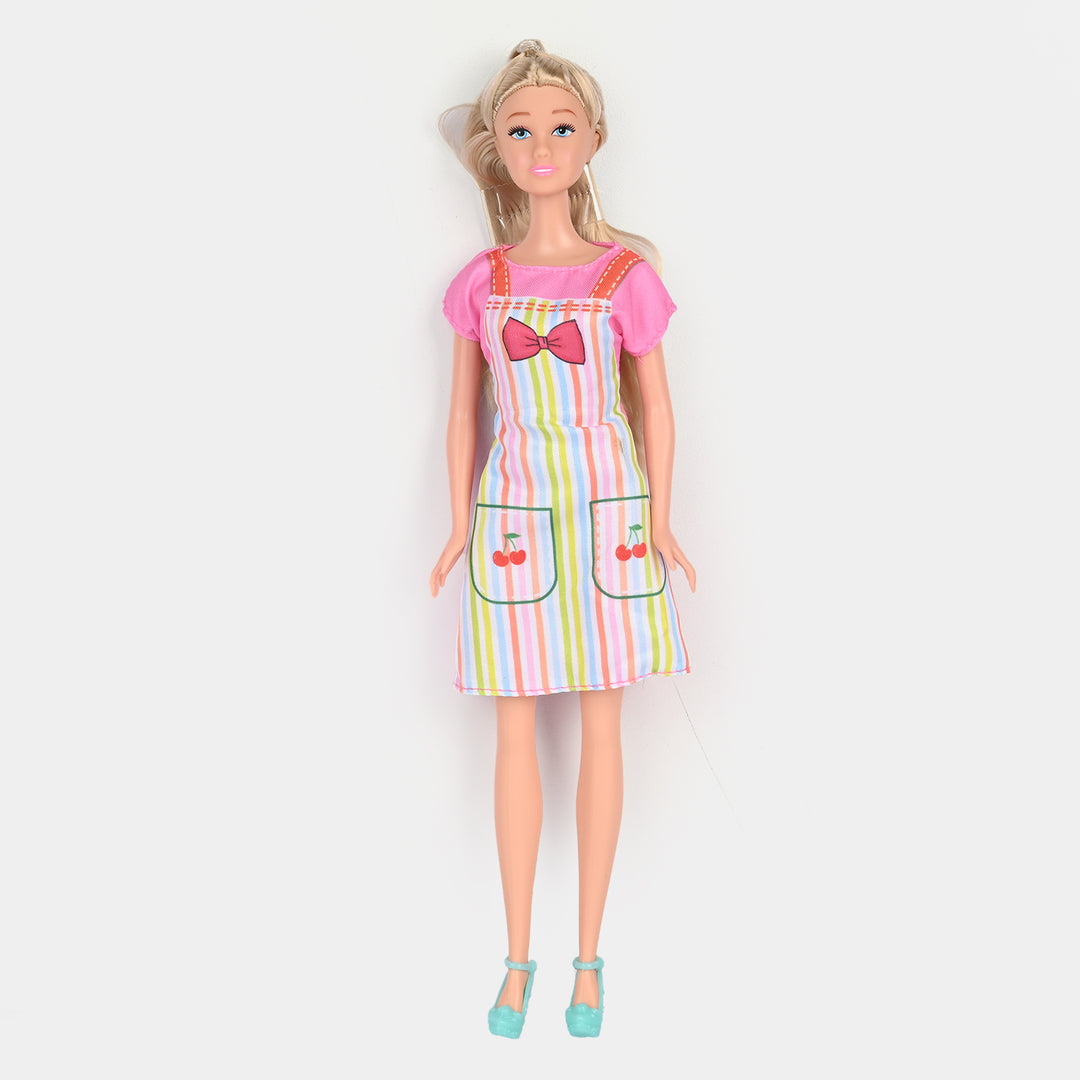 Doll With Kitchen Play Set For Girls