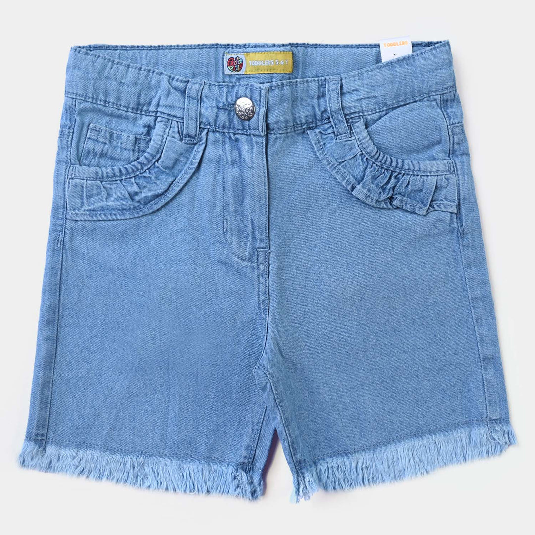 Girls Denim rigid Short Heart Label  LIGHT BLUE