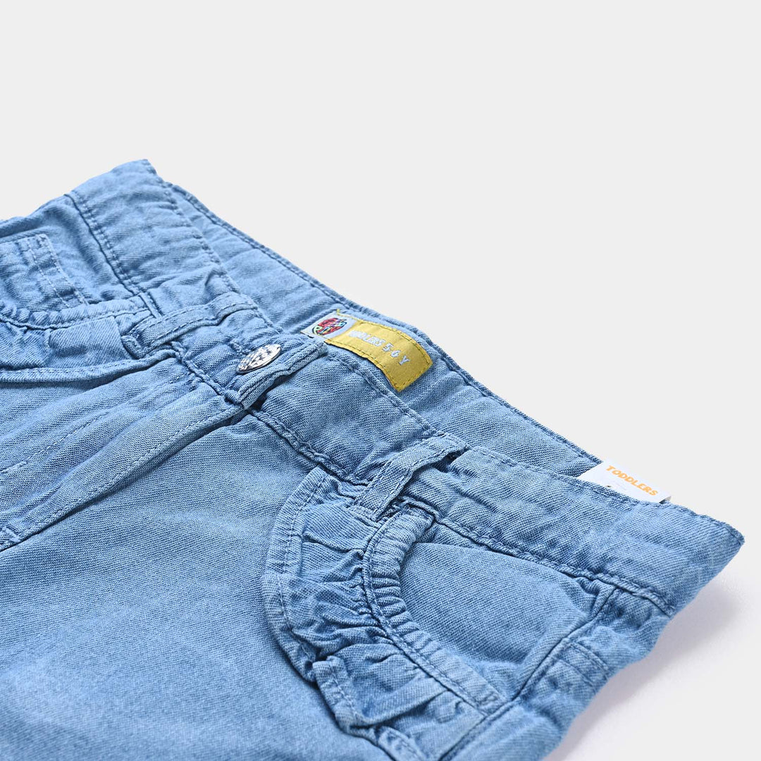 Girls Denim rigid Short Heart Label  LIGHT BLUE