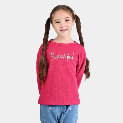 Girls Sherpa Sweatshirt Beautiful-Hot Pink