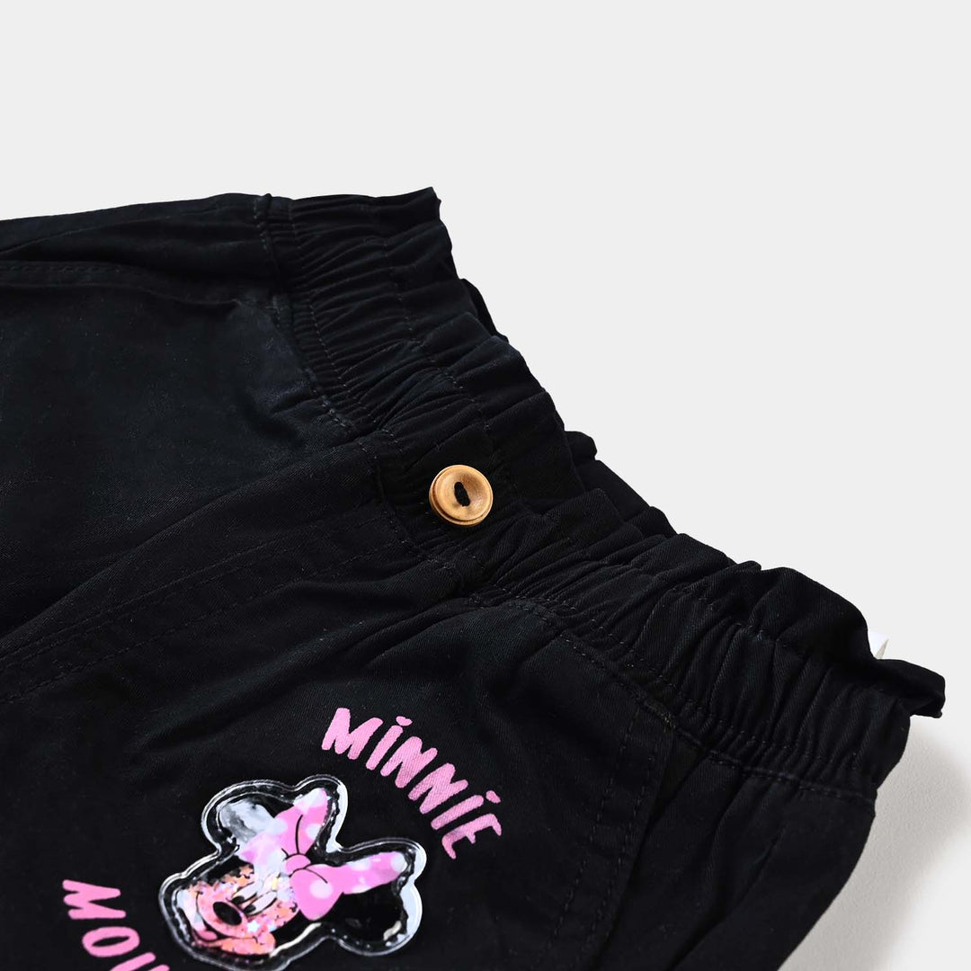 Infant Girls Cotton Twill Pant Character-BLACK