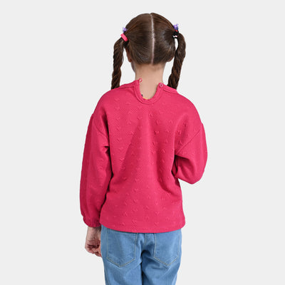 Girls Sherpa Sweatshirt Beautiful-Hot Pink