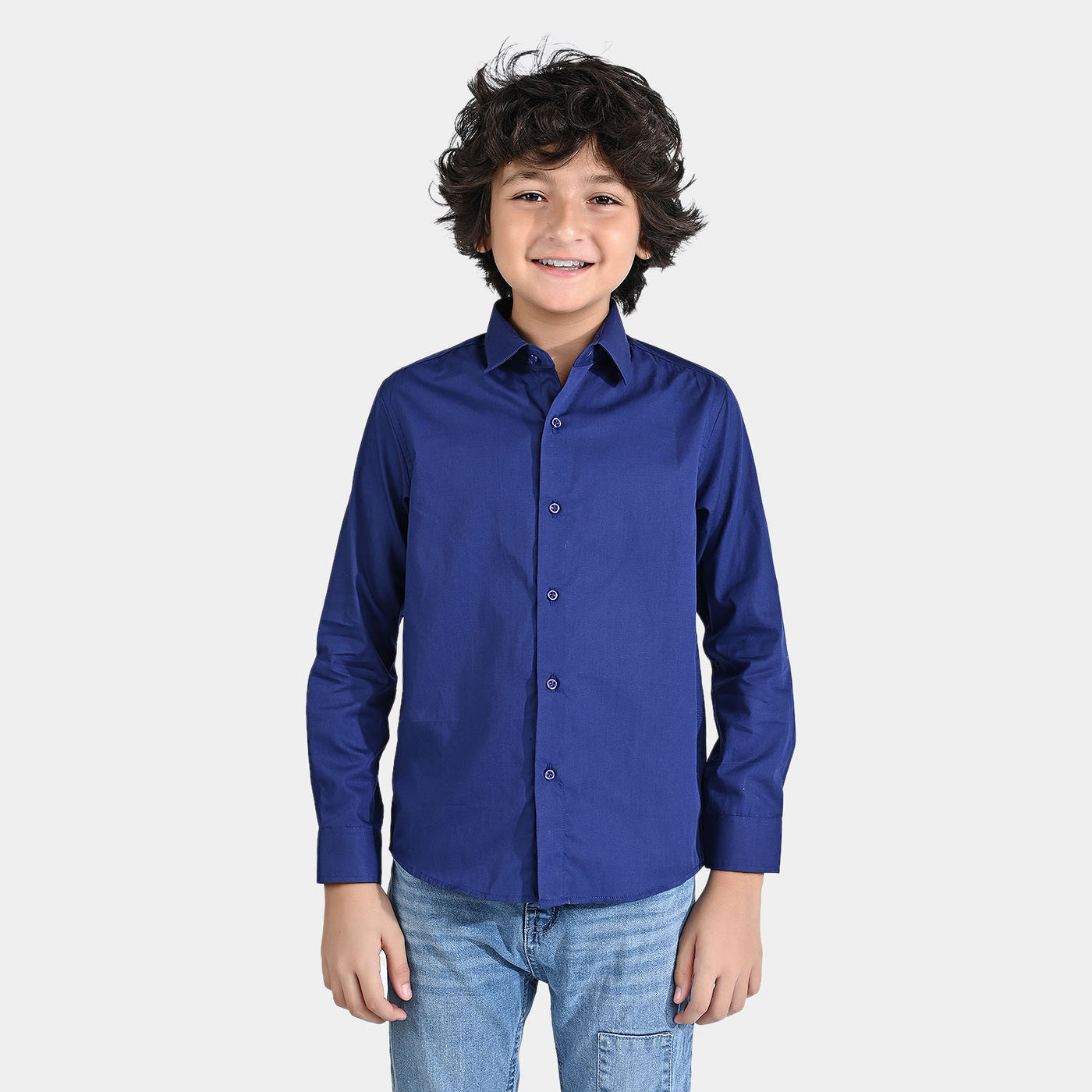 Boys Cotton Poplin Formal Shirt (N-Blue)-Navy Blue