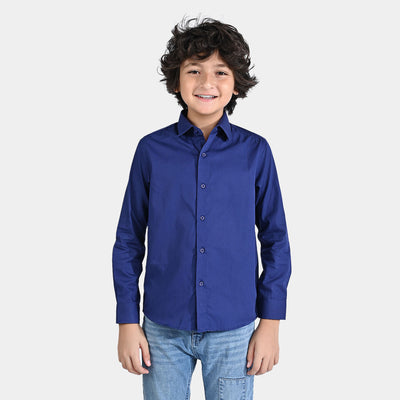 Boys Cotton Poplin Formal Shirt (N-Blue)-Navy Blue