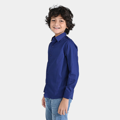 Boys Cotton Poplin Formal Shirt (N-Blue)-Navy Blue