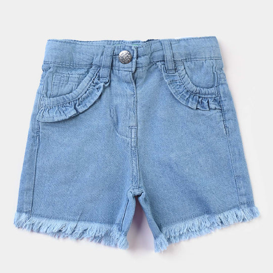 Infant Girls Denim rigid Short Heart Label-LIGHT BLUE