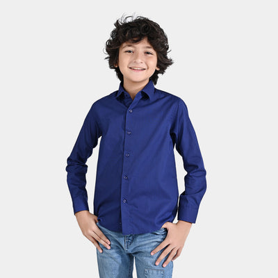 Boys Cotton Poplin Formal Shirt (N-Blue)-Navy Blue