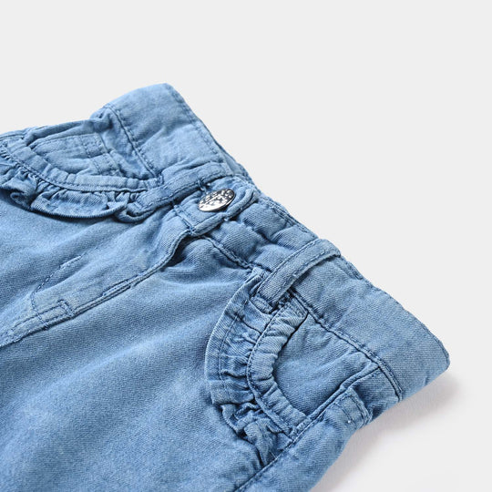 Infant Girls Denim rigid Short Heart Label-LIGHT BLUE