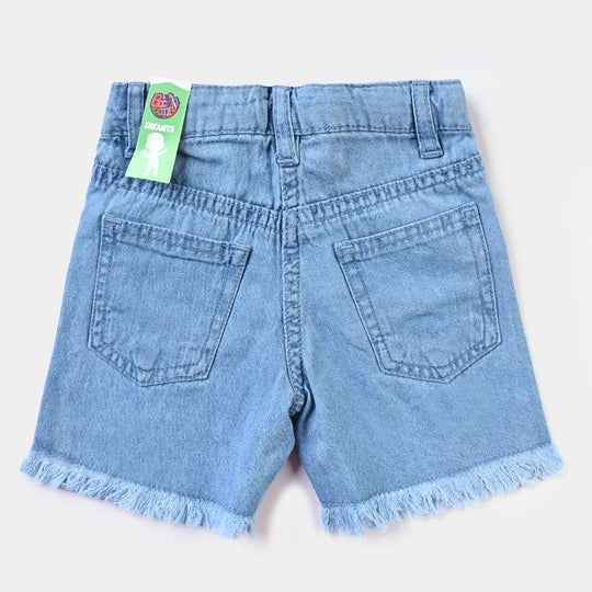 Infant Girls Denim rigid Short Heart Label-LIGHT BLUE