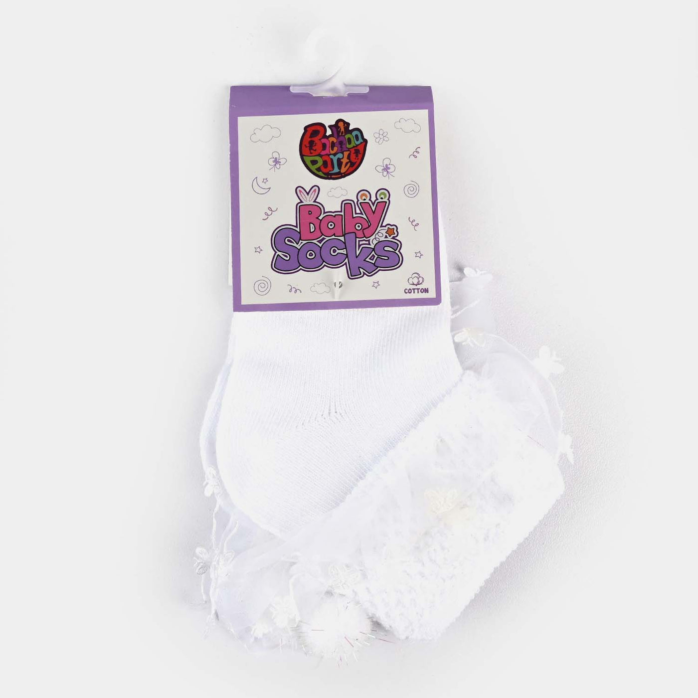 Girls Fashion Frill Socks -White