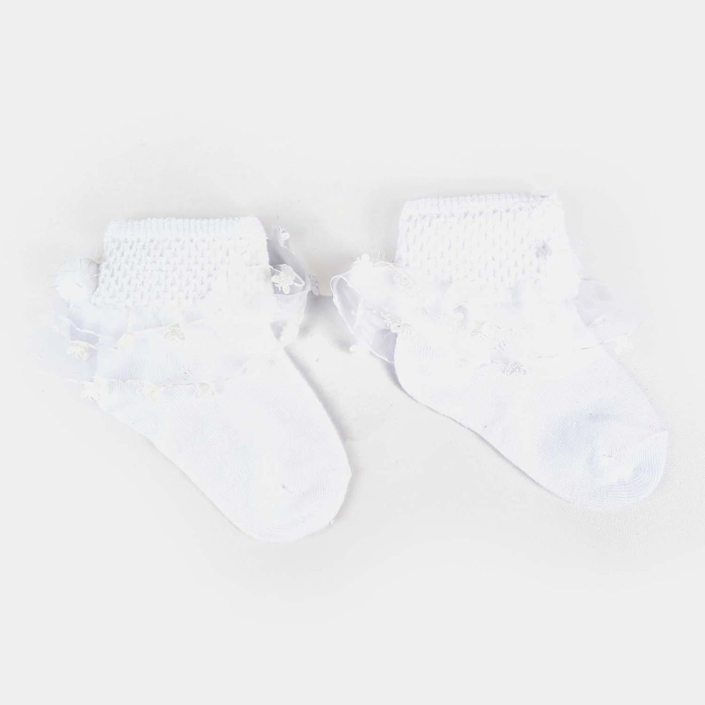 Girls Fashion Frill Socks -White