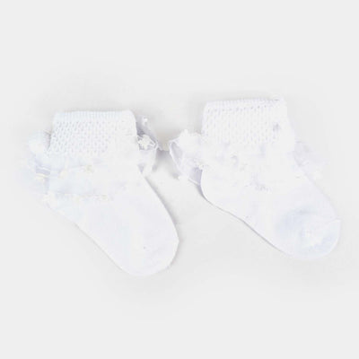 Girls Fashion Frill Socks -White