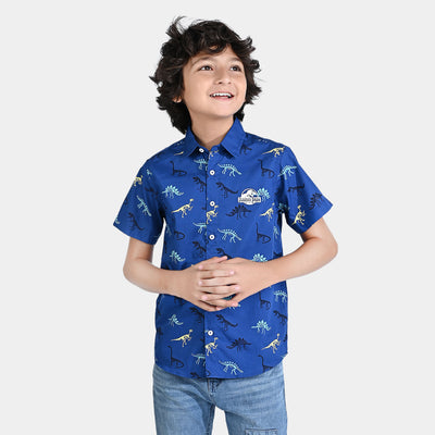 Boys Cotton Poplin Casual Shirt H/s-Blue