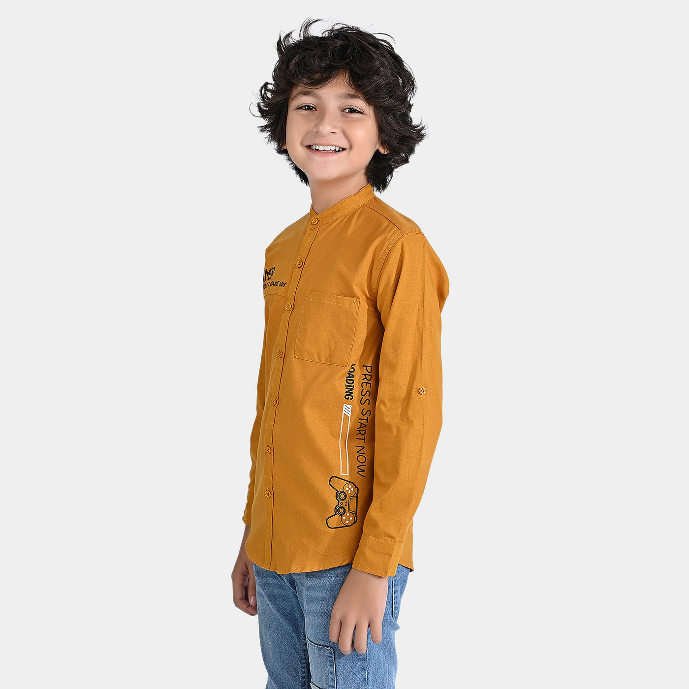 Boys Oxford Casual Shirt F/S (Gamer 018)-Mustard