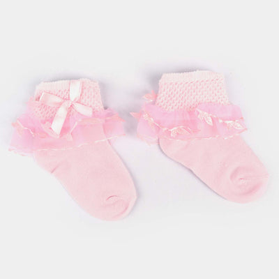 Girls Fashion Frill Socks -Pink