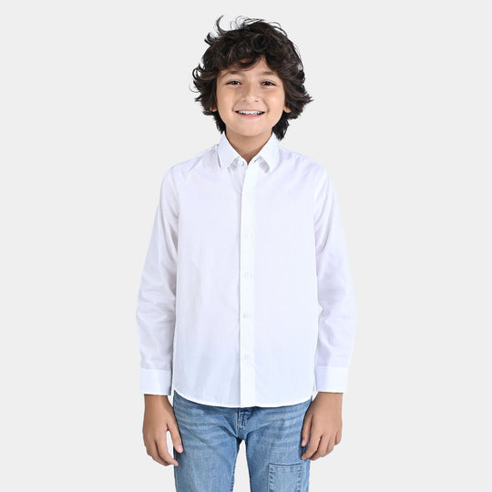 Boys Cotton Poplin Formal Shirt (White)-White