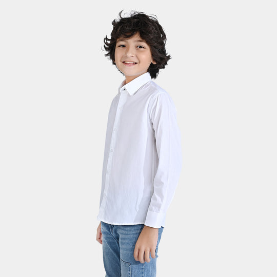 Boys Cotton Poplin Formal Shirt (White)-White