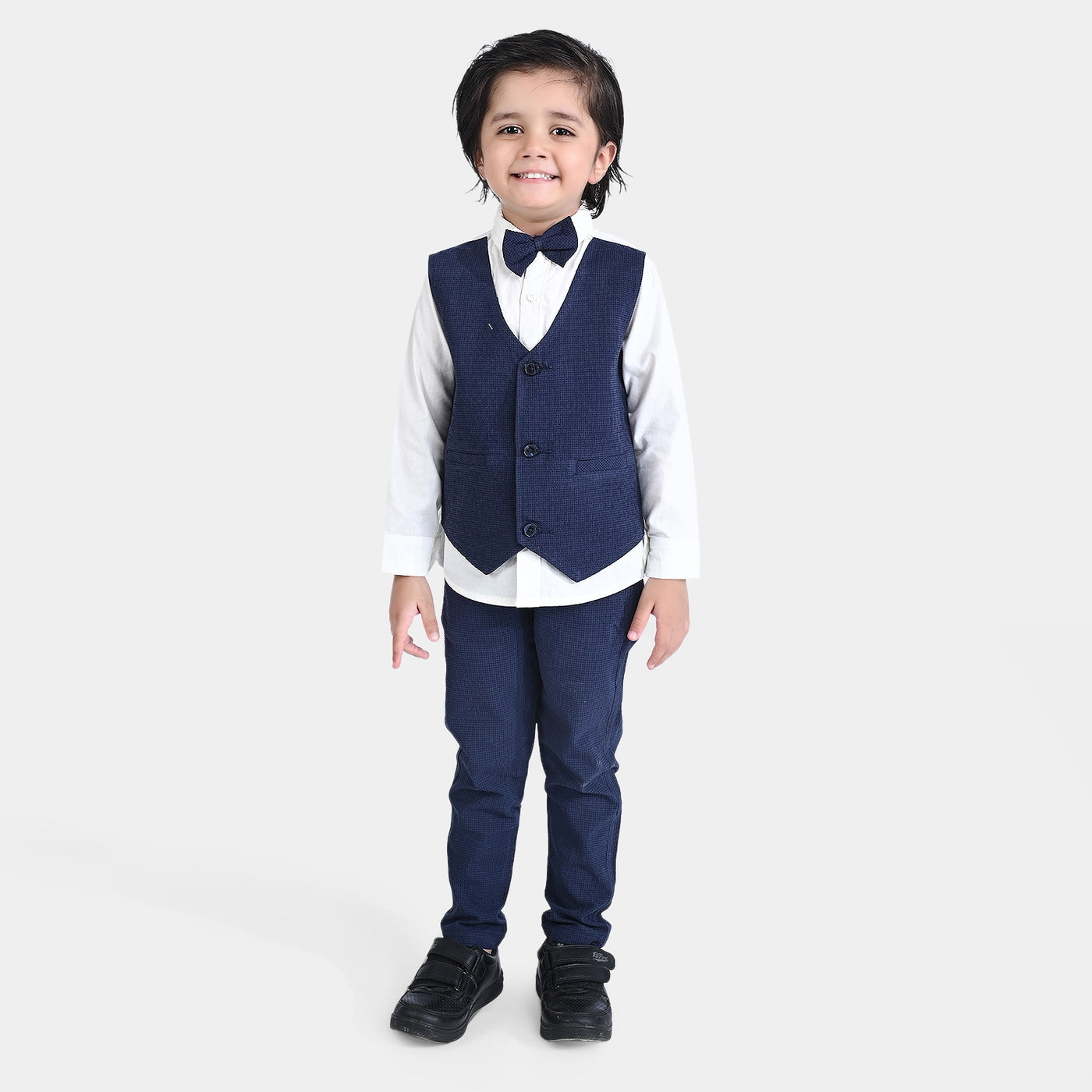 Boys 2PC Suit Navy Small Check-NAVY