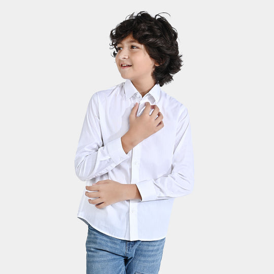 Boys Cotton Poplin Formal Shirt (White)-White