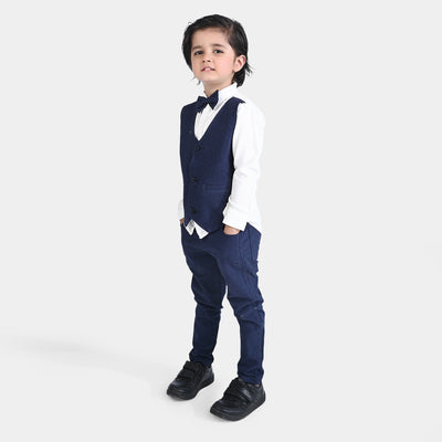 Boys 2PC Suit Navy Small Check-NAVY